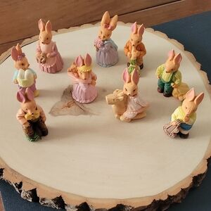 Handcrafted Rabbit Figurines Set - Multicolor